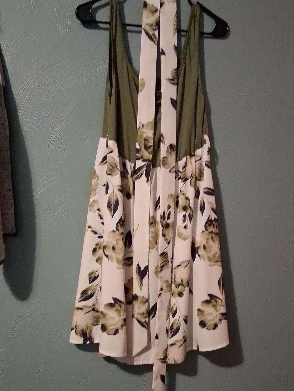 Olive and White Floral Halter Dress